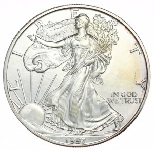 USA, 1 dolar, 1997, 1 oz, ryzí stříbro