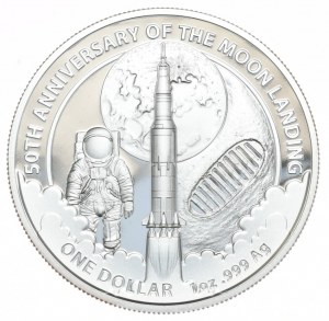 Austrálie, 1 dolar, 2019, přistání na Měsíci - raketa
