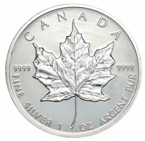 Kanada, Javorový list 1991, 1oz., ryzí stříbro