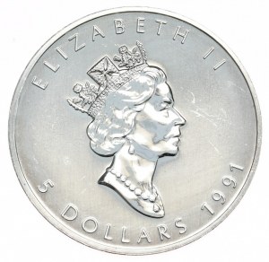 Canada, Feuille d'érable 1991, 1oz, argent fin