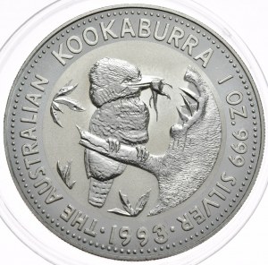 Austrália, Kookaburra, 1993, 1oz., Ag 999