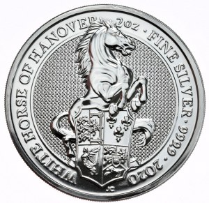 Velká Británie, £5, 2020, 2oz, White Horse of Hanover.