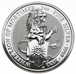 Veľká Británia, £5, 2020, 2oz., White Lion Mortimers