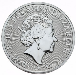 Regno Unito, 5 sterline, 2020, 2 oz., White Lion Mortimers
