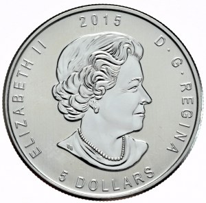 Kanada, 5 dolarů, 2015, Sova, 1oz.