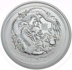 Australie, Lunar II, Année du dragon, 2012, 5oz. $8