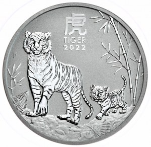 Australia, Lunar III, Year of the Tiger, 2022, 5oz., $8