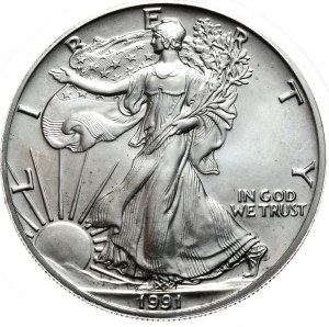 USA, Liberty Silver Eagle 1991 Dollar, 1 Unze, 999 AG Unze