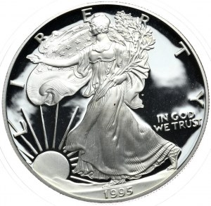 USA, 1 Dollar, 1995, PROOF, 1 oz, fine silver,