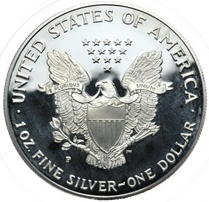 USA, 1 dolár, 1995, PROOF, 1 oz, rýdze striebro,
