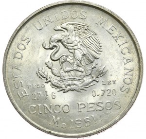 Meksyk, 5 Pesos, 1951r. Hidalgo