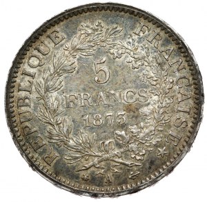 Francja, 5 franków, 1873r. A, Herkules