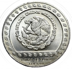 Mexique, 100 $ 1992, guerrier aztèque, once, 1 oz Ag 999
