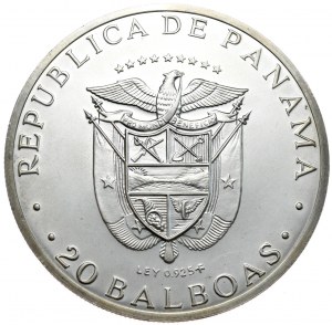 Panama, 20 Balboas 1971, 3,85 oz., 150° anniversario dell'emissione non centroamericana.
