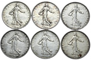 France, 5 francs 1960-1963, sower, set of 6 pieces