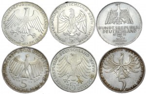 Germany, 5 marks 1968-1978, set of 6 pieces