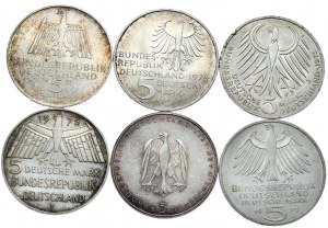 Germany, 5 marks 1971-1979, set of 6 pieces