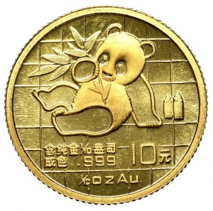 Čína, panda 1989, 1/10 oz, Au 999