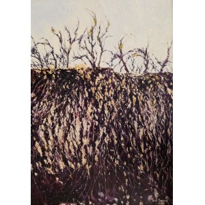 Jacek Barszcz, Bäume hinter dem Zaun. Winterlandschaft von Kazimierz Dolny 92x65