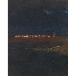 Ferdynand RUSZCZYC (1870-1936), Wieś o zachodzie [Wieś nocą], 1897