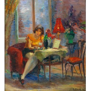 Abram Icek SKÓRNIK (1907-1943), Wieczorny odpoczynek przy herbacie, 1923