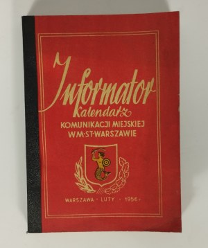 Miejskie Przedsiębiorstwo Komunikacyjne - Informator Kalendarz komunikacji miejskiej w Warszawie - Warsaw 1956