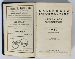 Jozef Meksz - Information Calendar for State Officials for 1937- Warsaw