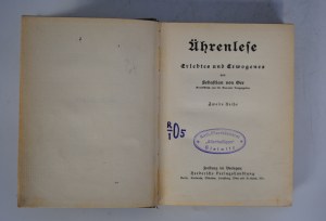 Ährenlese - Erlebtes und Erwogenes, Oer O.S.B., [Pater] Sebastian, 1917 + stamp Gleiwitz