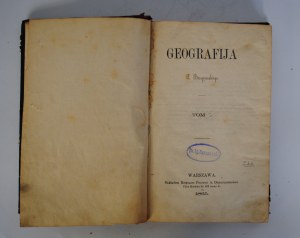Geografija S.Straynowskiego Warsaw 1865 - stamp Dr. IG. Baranowski - Nakładem księgarni polskiej A. Dzwonkowski