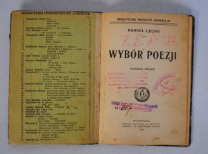 Kornel Ujejski - Wybór Poezji - Nakładem Gebethnera i Wolffa Kraków 1908 - Stamp Biblioteka Internatu w Piotrków - Stamp Zarząd Domu Inwalidów Wojennych We Lviv