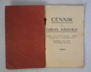 Pricelist for stove work issued by the Guilds of Tile Makers and Stewards in Katowice and Królewska Huta (Chorzów) covering the entire area of the Silesian Voivodeship - [Rarity].