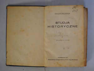 Majer Balaban - Studja Historyczne - Warsaw 1927