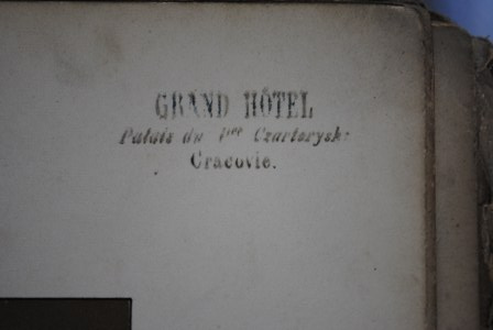 Ornamental Album Viribus Unitis, Das Buch vom Kaiser - Stamp GRAND HOTEL PALAIS CZARTORYSKI Cracovie - COLLECTION UNIQUE.