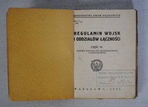 Ministry of Military Affairs - Regulations of the Troops and Liaison Branches Part IV - Stamp Postal Military Attachment Bibljoteka Okręgu IV W Katowicach - Warsaw 1931.