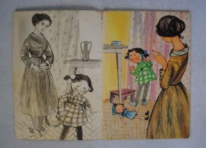 Pictures Tell the Story - How a Doll Imitated Naughty Basia - Illustrated by Hanna Balicka - Ruch Publishing House Warsaw.