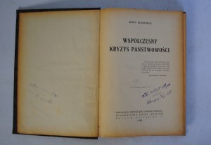 Adolf Kliszewicz - Contemporary Crisis of Statehood - Published by State Review Krakow 1929. - Book From the Pojda Book Collection Adolf (1881-1942), Pastor In Leszczyny