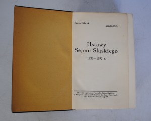 Silesian Sejm - Laws of the Silesian Sejm 1922-1932. - Stamped By Order of the Speaker of the Silesian Sejm - Katowice 1932.