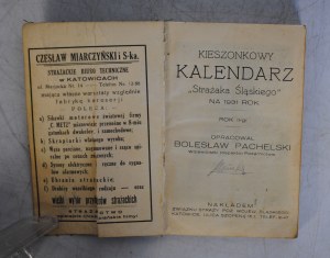 Pocket Calendar of a Silesian Firefighter for the Year 1931 - Prepared by Bolesław Pachelski Provincial Fire Inspector - Issued by the Fire Brigade. Wojew. Silesian Katowice