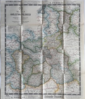 MAP OF THE KINGDOM OF POLAND 1906