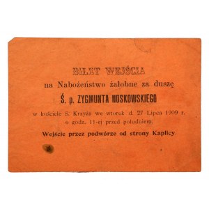 Bilet wejścia na nabożeństwo żałobne, Warszawa 1909 (37)