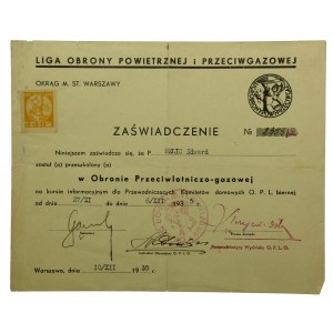 Zaświadczenie LOPP, Warszawa 1935 (55)