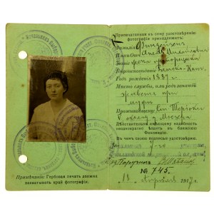 Rosyjski dowód osobisty Anieli Findajzen wydany w 1917 (76)
