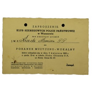 Zaproszenie Klubu Szeregowych Policji Państwowej w Warszawie, 1938 (86)