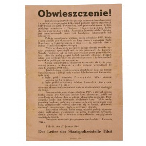 Obwieszczenie o aresztowaniu członków Polskiego Związku Powstańczego, 1944r (408)