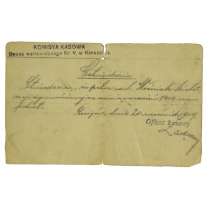 Baon Wartowniczy Nr V w Rzeszowie, Potwierdzenie dla żołnierza, 1919 (733)