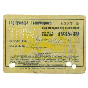 Legitymacja Tramwajowa, Warszawa 1938/39 (734)