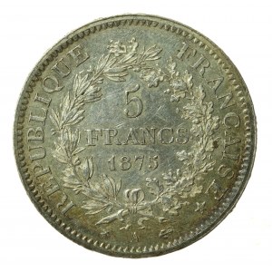 Francja, III Republika, 5 franków 1875 A, Paryż (206)