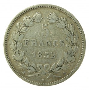 Francja, Ludwik Filip I, 5 franków 1832 A, Paryż (209)