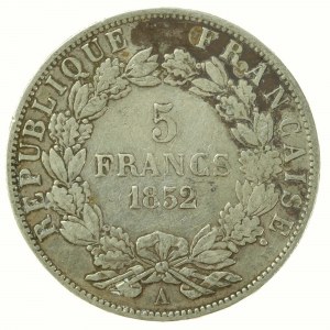 Francja, Napoleon III, 5 franków 1852 A, Paryż (210)