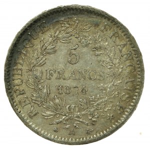 Francja, III Republika, 5 franków 1874 A, Paryż (213)